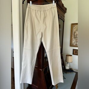 7 for All mankind vegan leather elastic waist off white cream pants size small